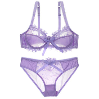 Sonia Unlined Transparent Underwired Bra Set (Lilac)