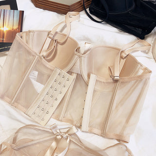Flat lay of Shannon bra in beige showing the fastening clips