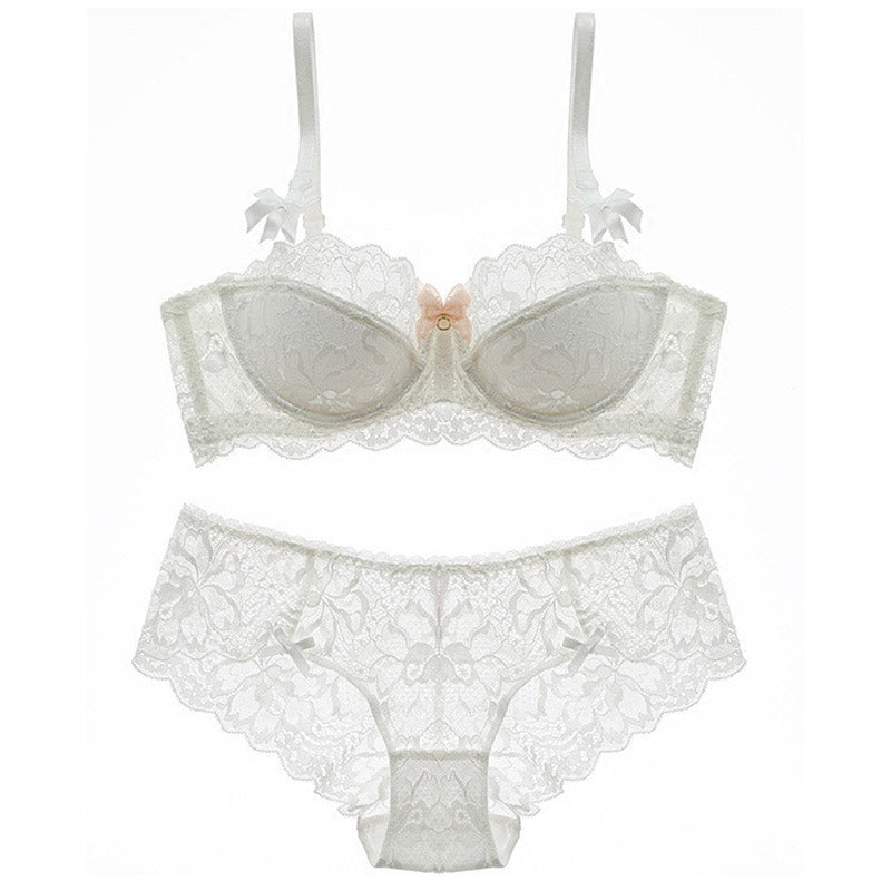 Avril Lace Balconette Bra and Panty Set (White) – Petite Cherry