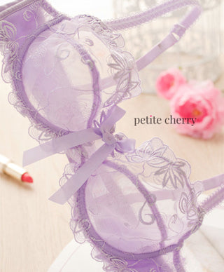 Sonia Unlined Transparent Underwired Bra Set (Purple) - Petite Cherry